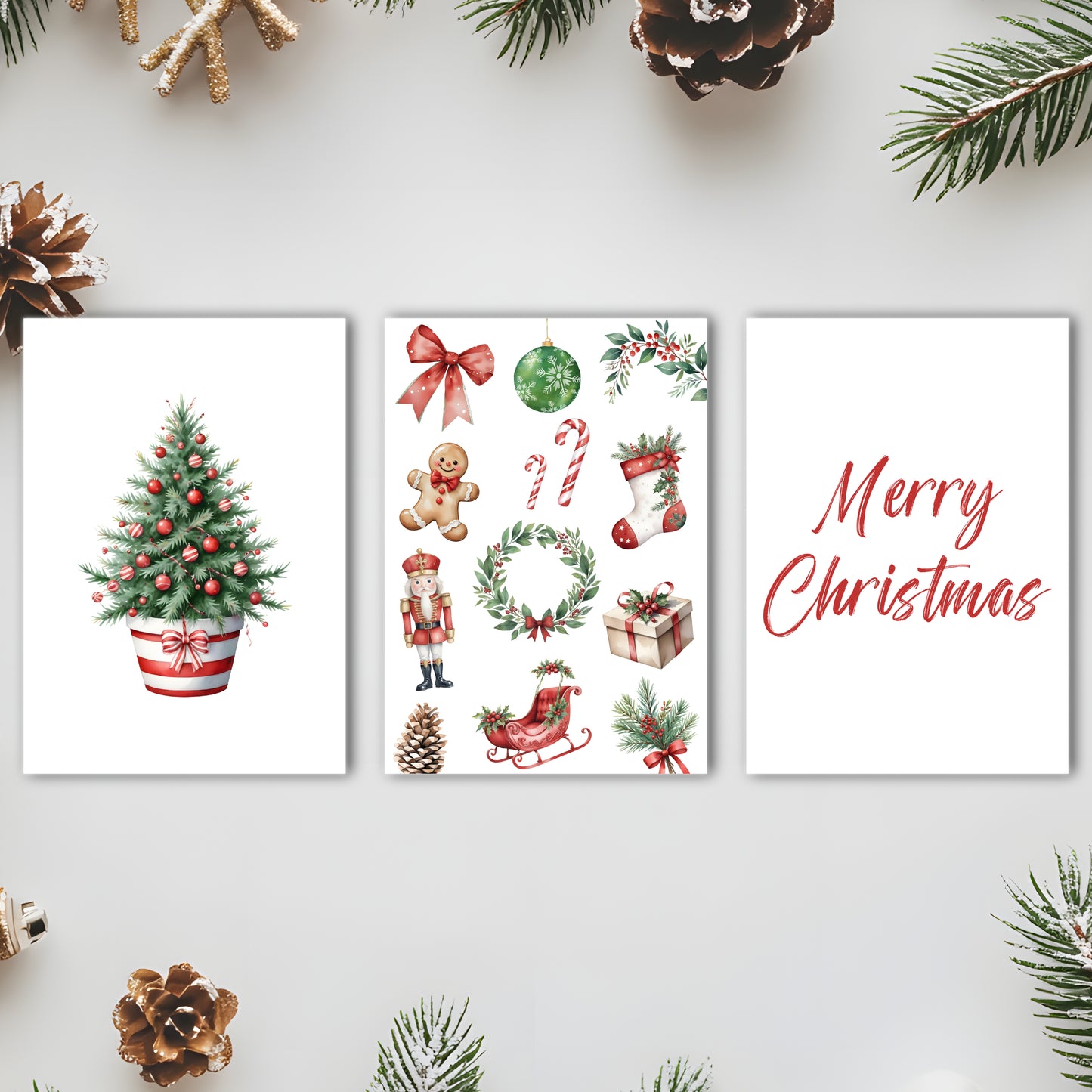 Poster 3er Set Weihnachten Weihnachtsbaum Weihnachtsbild Weihnachtsdeko Weihnachtsgeschenk Tannenbaum Weihnachtsposter