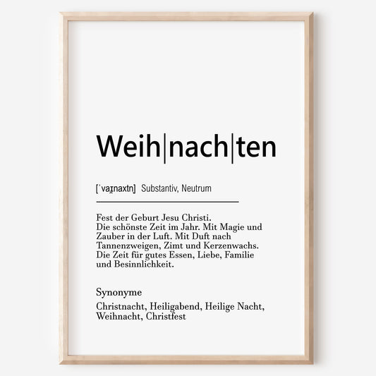 Poster Weihnachten Definition Familie Zuhause Weihnachtsdeko Weihnachtsbild