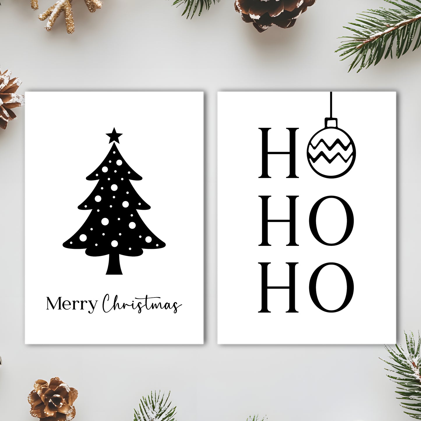 Weihnachten Poster 2er Set Weihnachtsbaum Ho Ho Ho Weihnachtsdeko Tannenbaum Weihnachtsposter