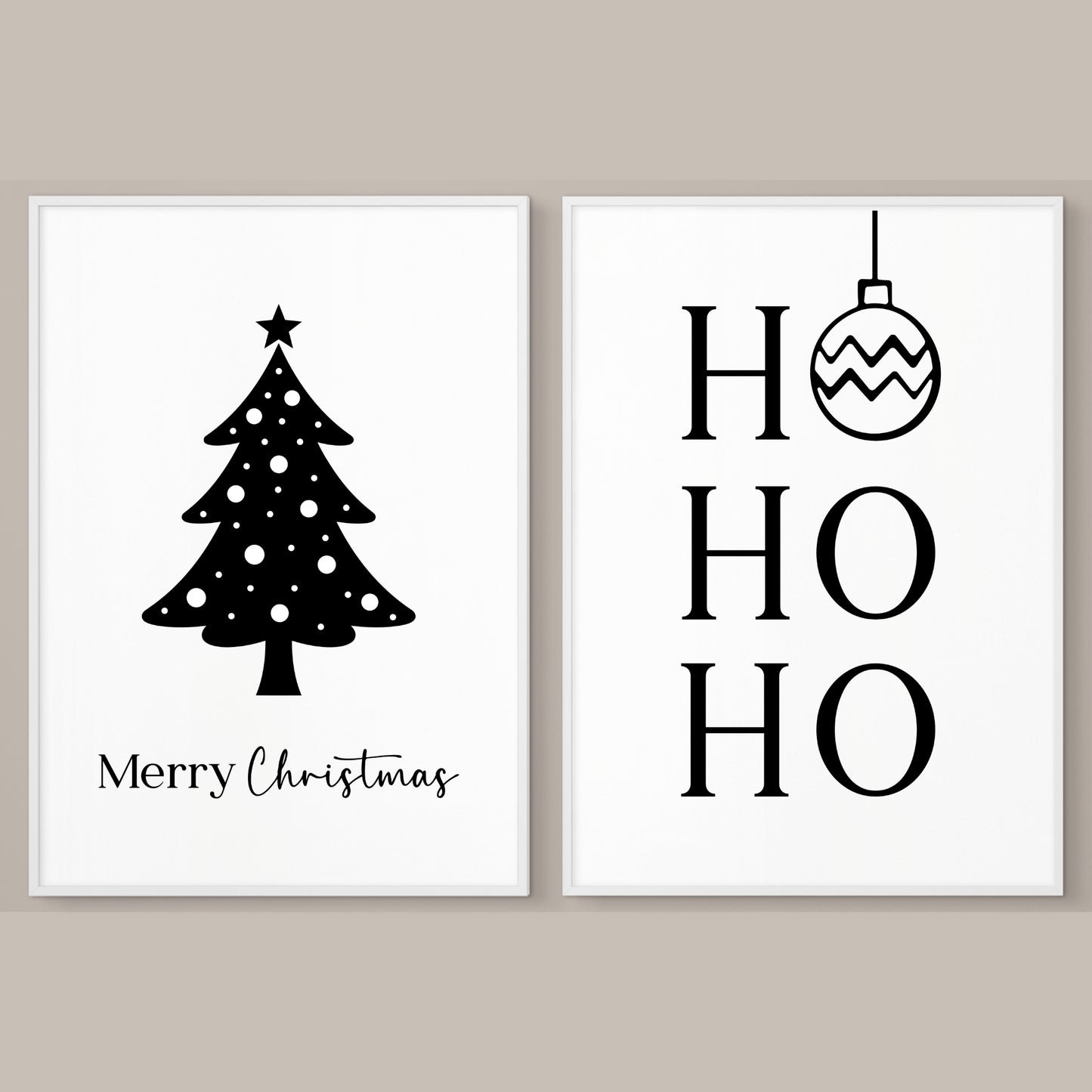 Weihnachten Poster 2er Set Weihnachtsbaum Ho Ho Ho Weihnachtsdeko Tannenbaum Weihnachtsposter