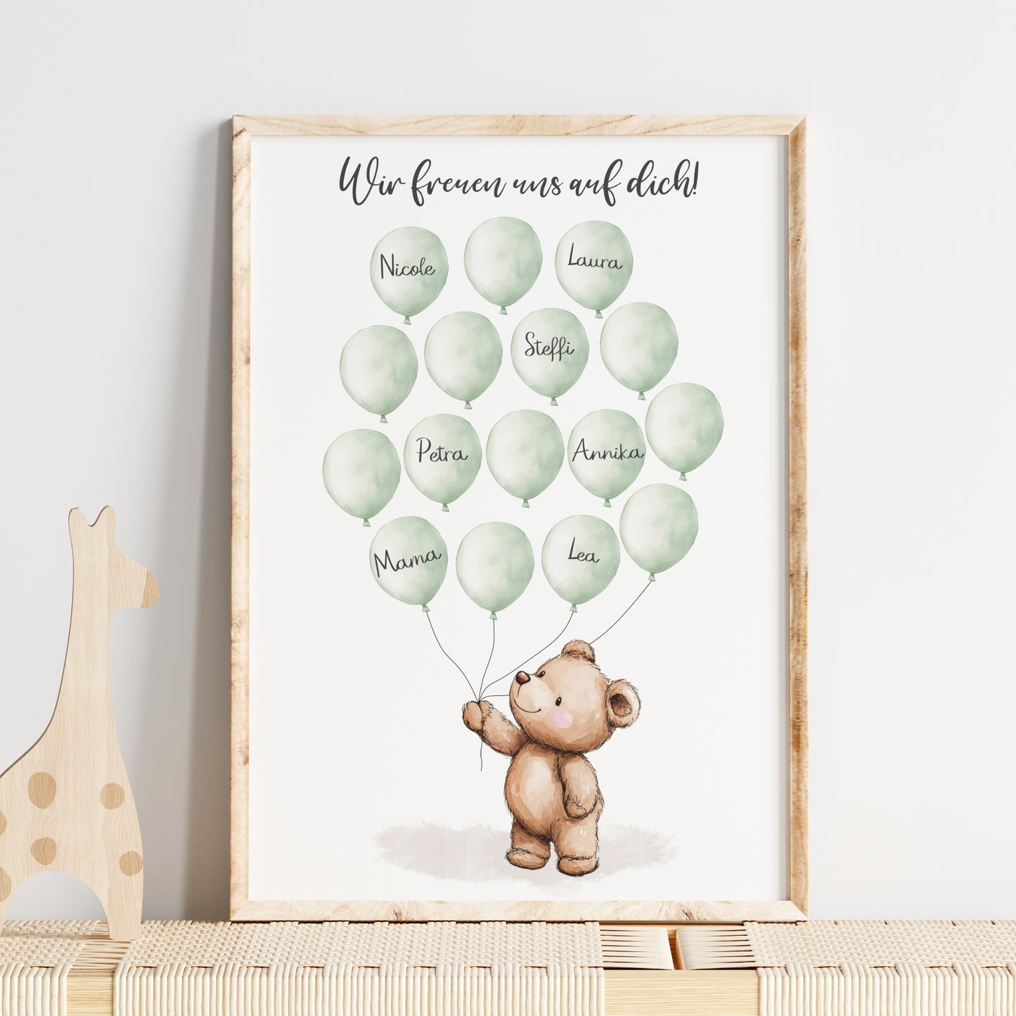 Gästebild Poster Babyparty Luftballons Bär Gästebuch Geburt Baby Shower