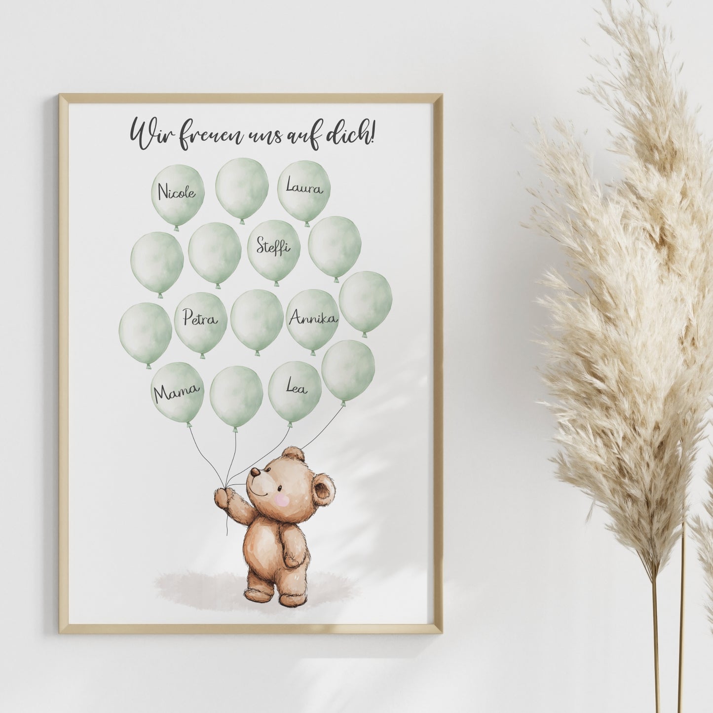 Gästebild Poster Babyparty Luftballons Bär Gästebuch Geburt Baby Shower