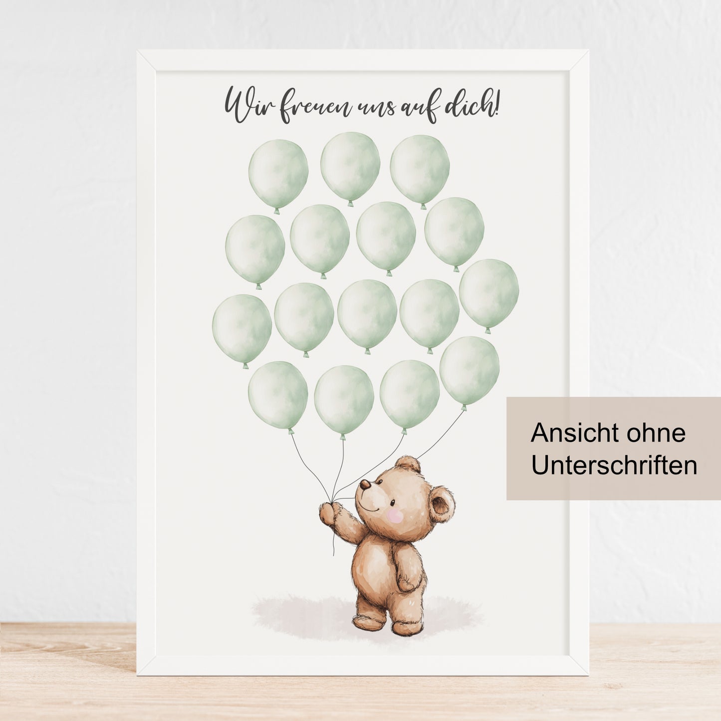 Gästebild Poster Babyparty Luftballons Bär Gästebuch Geburt Baby Shower