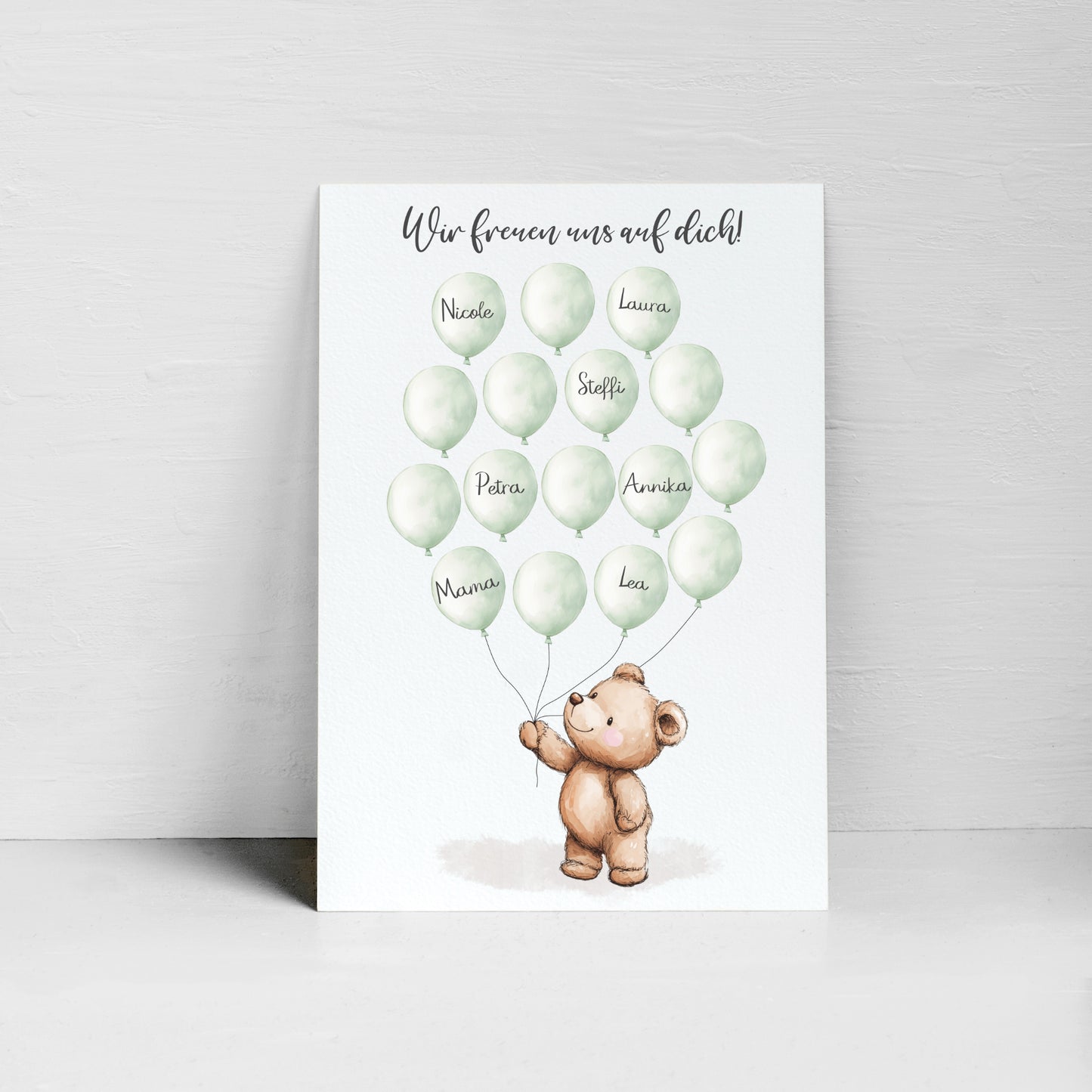 Gästebild Poster Babyparty Luftballons Bär Gästebuch Geburt Baby Shower