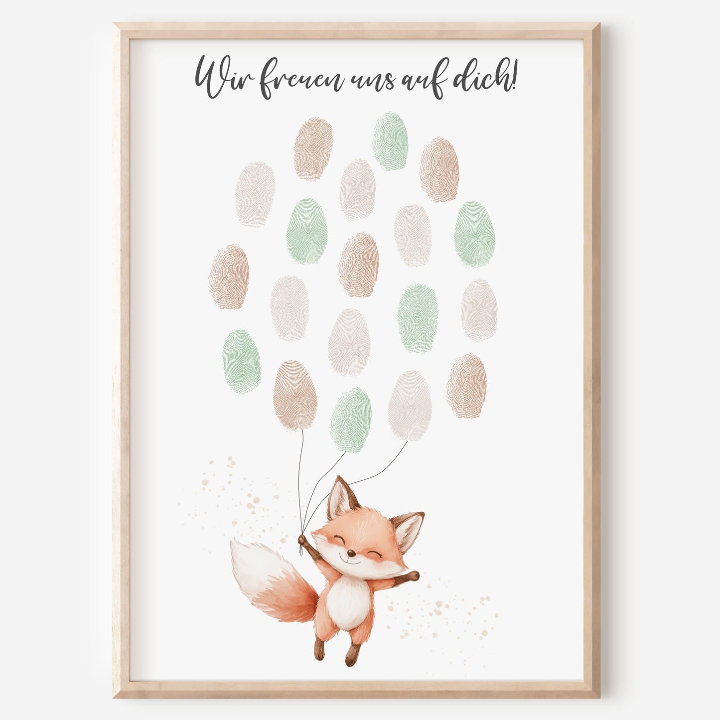 Gästebild Poster Babyparty Fingerabdruck Fuchs Gästebuch Geburt Baby Shower