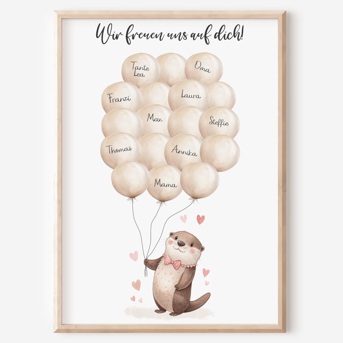 Gästebild Poster Babyparty Luftballons Otter Gästebuch Geburt Baby Shower