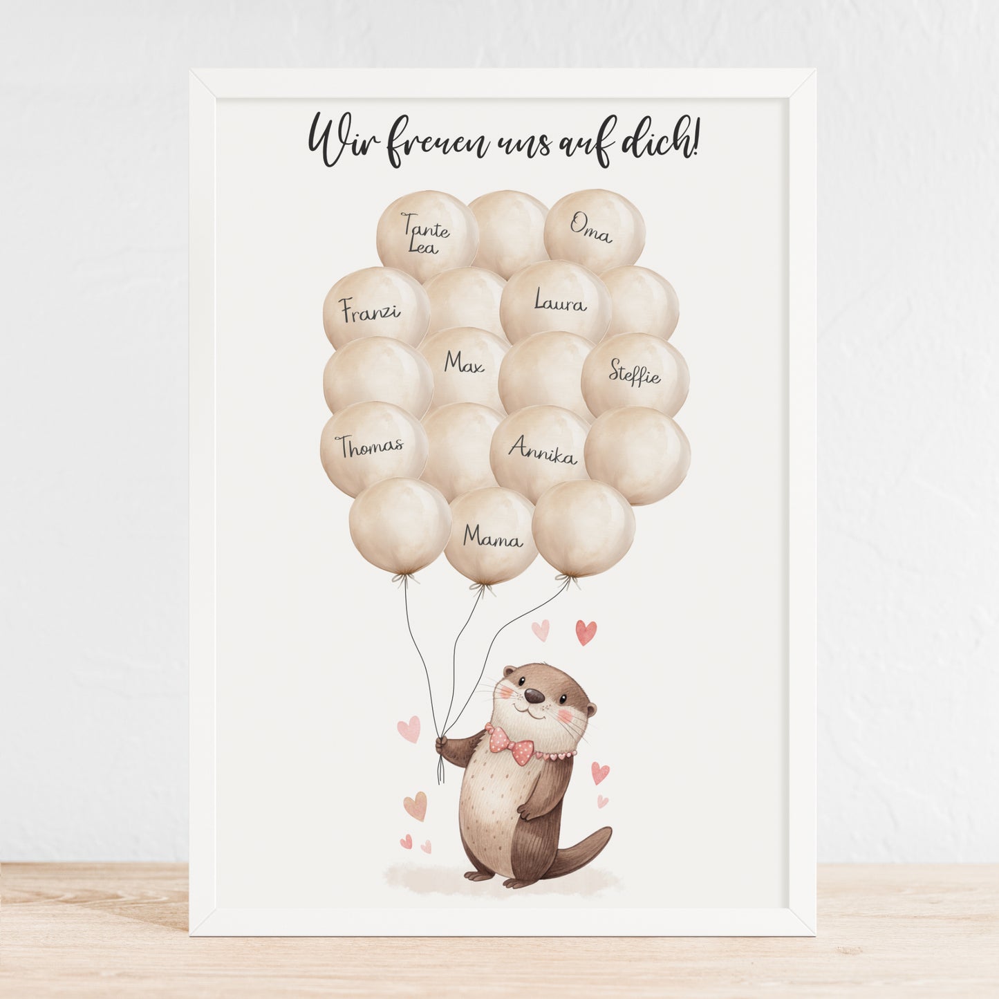 Gästebild Poster Babyparty Luftballons Otter Gästebuch Geburt Baby Shower