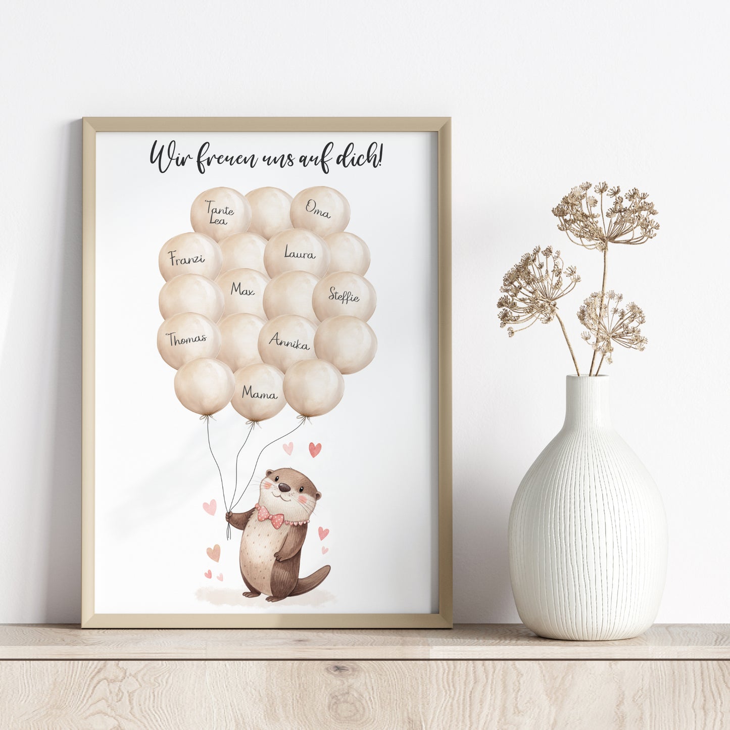 Gästebild Poster Babyparty Luftballons Otter Gästebuch Geburt Baby Shower