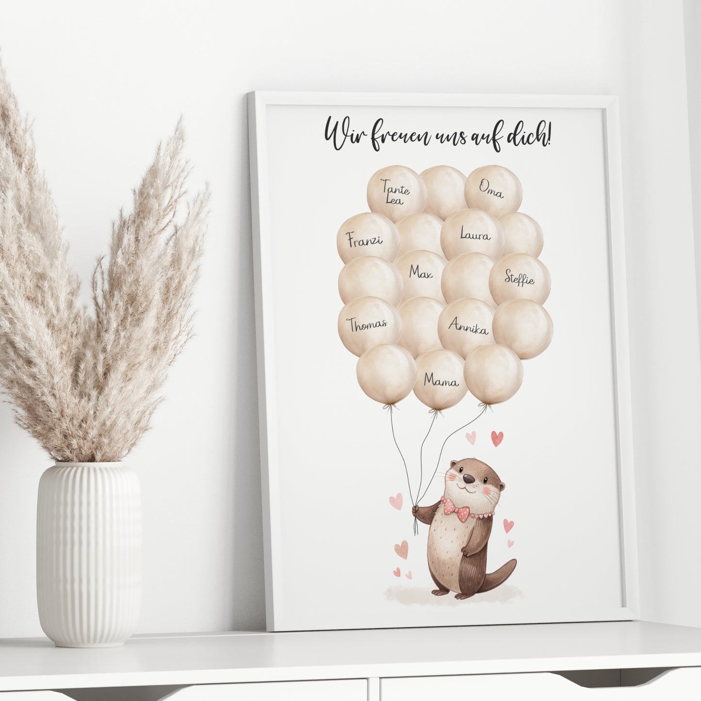 Gästebild Poster Babyparty Luftballons Otter Gästebuch Geburt Baby Shower