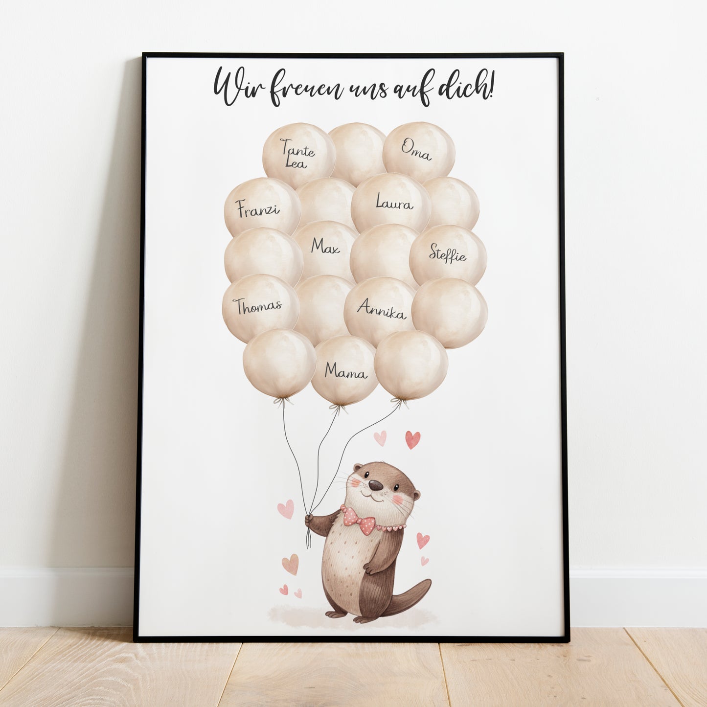 Gästebild Poster Babyparty Luftballons Otter Gästebuch Geburt Baby Shower