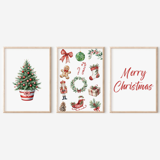 Poster 3er Set Weihnachten Weihnachtsbaum Weihnachtsbild Weihnachtsdeko Weihnachtsgeschenk Tannenbaum Weihnachtsposter