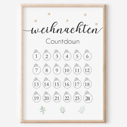 Weihnachten Poster Countdown Weihnachtsdekoration Weihnachtskalender